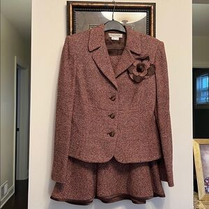 Kay Unger Brown Tweed Dress Suit
